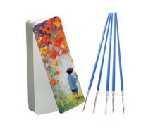 Votvlog 50 Marca Páginas Cartón en Blanco 15 x 5 cm Punto de Libro Personalizado con Agujero para Borla, Juego de 5 Pinceles Redondos, Marca Paginas Libros Regalo Lectura para Niños, Hombres y Mujeres