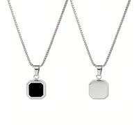 Votvlog Collar Personalizado con Nombre de Imagen para Hombres y Mujeres, Collar con Colgante Cuadrado Minimalista de Acero Inoxidable, Personalizado que Cambia de Color de Calor con Texto y Foto