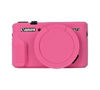 Votvlog Funda para Cámara, Funda de Silicona Suave para Canon G7 X Mark II Cámara, Delgada Antiarañazos Funda de Protectora para Cámara con Cubierta de Lente Extraíble (Rojo Rosa)