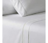 VOUCLER Sanctuary - Sabana Encimera Cama 150 cm Blanca 600 Hilos 100% Algodón de Satén con Encaje Moderno | Cama 150cm y 160cm | Tacto Sedoso 240x280CM Oeko-Tex® | Algodón Peinado