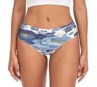 voucong Blue and Golden Peonies - Bragas para mujer, ropa interior para uso diario, Peonías azules y doradas, L