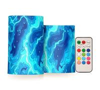 voucong Blue Lightning - Velas turquesa (longword) con luces electrónicas remotas, control remoto para ventana (prop2), juego de 2 piezas