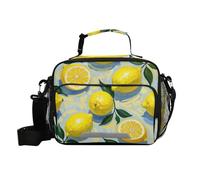 voucong Bolsa de almuerzo grande con pintura al óleo con limón amarillo con correa para el hombro para gimnasio de adultos
