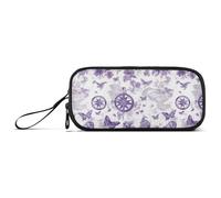 voucong Bolsas de nailon para lápices, diseño de calavera morada y mariposa, para la escuela, gran capacidad, organizador de artículos de papelería para mujeres de secundaria