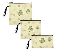 voucong Bolsas reutilizables para aperitivos y sándwich, diseño de trébol de cuatro hojas, color beige, 3 piezas, bolsas portátiles seguras para alimentos, para niños, estudiantes, adultos