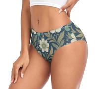 voucong Bragas hipster de William Morris con flores azules para mujer, transpirables, triangulares, ropa interior cómoda, Flor floral azul William Morris, XL