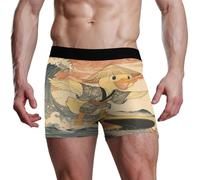 voucong Calzoncillos tipo bóxer japoneses para hombre, diseño de olas del océano, Pato japonés Ocean Sea Wave Surfing Duck, XXL