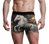 voucong Calzoncillos tipo bóxer para hombre, estilo barroco, diseño de flores de caballo, Estilo barroco, flor de caballo, colorida, XXL