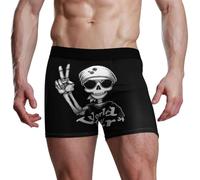 voucong Calzoncillos tipo bóxer transpirables para hombre, diseño de calavera y signo de paz, Calavera con signo de p, M