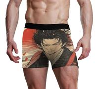 voucong Calzoncillos tipo bóxer transpirables para hombre, diseño samurái japonés, color rojo, Rojo samurái japonés, XXL