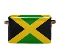 voucong Canastas de almacenamiento con bandera nacional de Jamaica, 1 paquete de cestas plegables para estantes con mango resistente