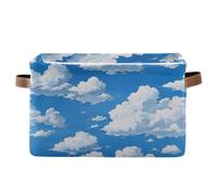 voucong Canastas de almacenamiento con diseño de cielo azul y nubes blancas, 1 paquete, plegables e impermeables, duraderas, de tela, con asa resistente, lona organizadora para casa