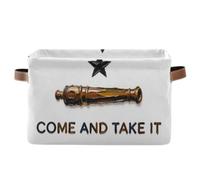 voucong Canastas de almacenamiento con la bandera de Texas Come and Take It, 1 paquete de cestas de tela plegables con mango resistente