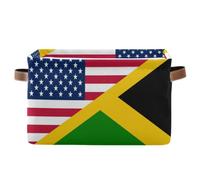 voucong Canastas de almacenamiento de la bandera de los Estados Unidos y Jamaica, 1 paquete de cestas decorativas plegables con mango resistente