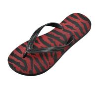 voucong Chanclas de goma con estampado de piel de tigre negro y rojo para mujer, cómodas para el verano (prop1), Tigers Fur Print Negro y Rojo, X-Large