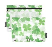 voucong Clover St Leaf - Estuche grande con cremallera y ventana transparente en varios colores para suministros de oficina, 2 unidades