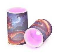 voucong Cool Flame - Juego de 2 velas electrónicas con diseño de dragón chino sin llama, color negro, funciona con pilas, luces electrónicas para hombres, románticas luces LED para la cena, juego de 2