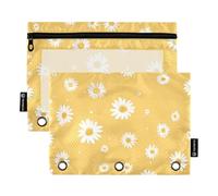voucong Daisy Yellow Simple Flower - Organizador de 3 anillos con ventana transparente, gran capacidad para aula, escuela, suministros de oficina, 2 unidades