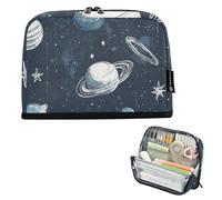 voucong Estuche organizador de gran capacidad para niños, diseño de planeta estrellado azul y blanco