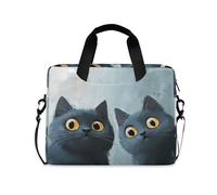 voucong Funda bandolera portátil con asa y correa para el hombro, bolsa de ordenador de 15.6 pulgadas, lindo Chartreux Cats Inquisitive