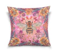 voucong Funda de almohada de estilo bohemio con diseño de abejas y flores, decoración del hogar, para dormitorio, sofá, 45,7 x 45,7 cm