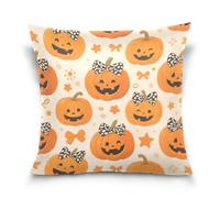 voucong Funda de almohada para dormir con diseño de calabazas naranjas divertidas en Halloween, decoración del hogar para cama y hogar, 18 x 18 pulgadas