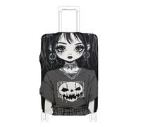 voucong Funda elástica duradera para equipaje, funda esencial de viaje, ajuste de 45,7 a 81,3 cm, estilo gótico, anime, niña, color negro, Gothic Anime Girl Black, L 26-28 in, Clásico