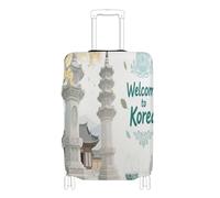 voucong - Funda elástica para equipaje de tela elástica, para protección de equipaje de 18 a 32 pulgadas, bienvenido a la cultura de paisaje de Corea, Bienvenido a Korea Scenery Culture, L 26-28 in
