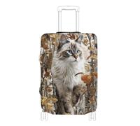 voucong Funda elástica para equipaje, lavable, para equipaje de 18 a 32 pulgadas, árboles de otoño, bosques, gatos, 3D, Fall Trees Bosques Cat 3D, M 22-24 in, Clásico
