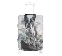 voucong - Funda protectora elástica para equipaje, accesorios de viaje para perros Boston Terrier de 18 a 32 pulgadas, lindo barco 3D, Boston Terrier Dog Cute Ship 3d, M 22-24 in, Clásico
