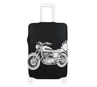 voucong - Funda protectora elástica para equipaje de mano, funda protectora para equipaje de 18 a 32 pulgadas, color negro, Motocicleta negra ilustrada, L 26-28 in, Clásico