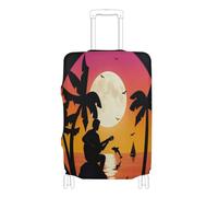 voucong - Funda protectora elástica para equipaje grande, resistente a los arañazos, funda para maleta de transporte de 18 a 32 pulgadas, color negro marino, Sunset Coconut Trees Retro Sea Black, M 22