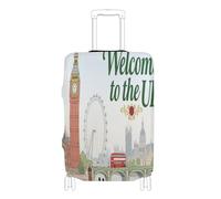 Voucong - Fundas elásticas grandes para maletas, fundas lavables para maletas, accesorios de viaje para 18-32 pulgadas, bienvenido a la cultura del paisaje del Reino Unido, Bienvenido a la cultura del