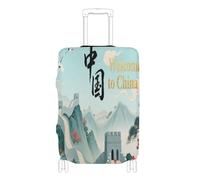 Voucong - Fundas elásticas para maletas, antiarañazos, accesorios de viaje, 48-32 pulgadas, bienvenido a la cultura del paisaje de China, Bienvenido a China Scenery Culture, L 26-28 in, Clásico