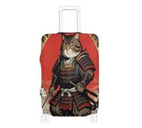 voucong Fundas elásticas para maletas, protector de maleta, compatible con gatos samuráis japoneses de 45,7 a 81,3 cm, Gato samurái japonés con olas del océano, L 26-28 in, Clásico