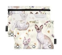 voucong Funny Cornish Rex Cats - Estuche para lápices con ventana transparente con ojales reforzados con cremallera, organizador de oficina, clase escolar, 2 unidades