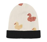 voucong Gorro de punto beige con diseño de patos de dibujos animados para mujer, cálido para patinar