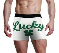 voucong Green Lucky - Calzoncillos tipo bóxer para hombre, diseño de trébol de cuatro hojas, absorbe la humedad, ropa interior de bambú para hombre, Trébol verde de cuatro hojas de la suerte, L