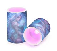 voucong Hermosas velas parpadeantes sin llama, estilo artístico de fantasía con temporizador, luces electrónicas impermeables para hombres, funciona con pilas, para boda, juego de 2 piezas