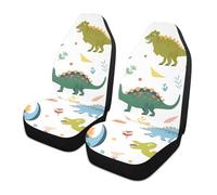 voucong Juego de 2 fundas decorativas para asiento de coche con diseño de dinosaurio de dibujos animados para conductor, impermeables, protectores para asiento de coche