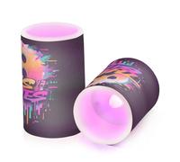 voucong Juego de 2 velas parpadeantes sin llama con diseño de fantasmas de graffiti de terror This Bites, luces electrónicas para hombres, funciona con pilas, control remoto para Acción de Gracias