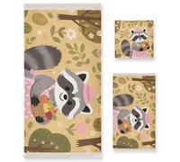 voucong Juego de toallas faciales absorbentes de dibujos animados de topo otoñal, 3 piezas, 1 toalla de baño, 1 toalla de mano y 1 paño para baño y cocina