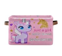 voucong Just A Girl Who Loves Unicorns - Canastas de almacenamiento plegables e impermeables con asa resistente, 1 paquete, para decoración de tela