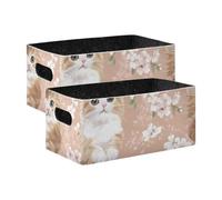 voucong Kawaii-Style Maine Coon Cats - Organizador de almacenamiento plegable multiusos de oro rosa, paquete de 2 organizadores decorativos grandes para organizar mantas de ropa