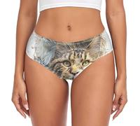 voucong Maine Coon Cat Cute 3D - Bragas para mujer, absorben la humedad, ropa interior orgánica, Maine Coon Cat Cute 3D, M