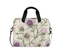 voucong Maletín bandolera portátil con asa y correa para el hombro para tablet de 15.6 pulgadas, bolsa de transporte, cardo escocés, flor de belleza