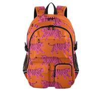 voucong Mochila de viaje para mujeres y hombres, color rosa, naranja, tigres, escuela, universidad, mochila de trabajo de 17.5 pulgadas, mochila de oficina