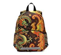 voucong Mochila tradicional china con diseño de dragón fénix 3D para niños, con correa para el pecho, mochilas para niños de 2 años