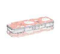 voucong Peach Cute White Cats Spring - Caja de lápices de plástico transparente de doble cubierta para manualidades con cierre y tapa