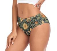 voucong Ropa interior floral William Morris para mujer, color negro, absorbe la humedad, color cómodo, Floral William Morris Negro, L